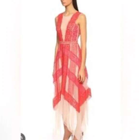 BCBGMAXAZRIA Lace & Tulle Illusion Midi Dress, 6 - Picture 3 of 9